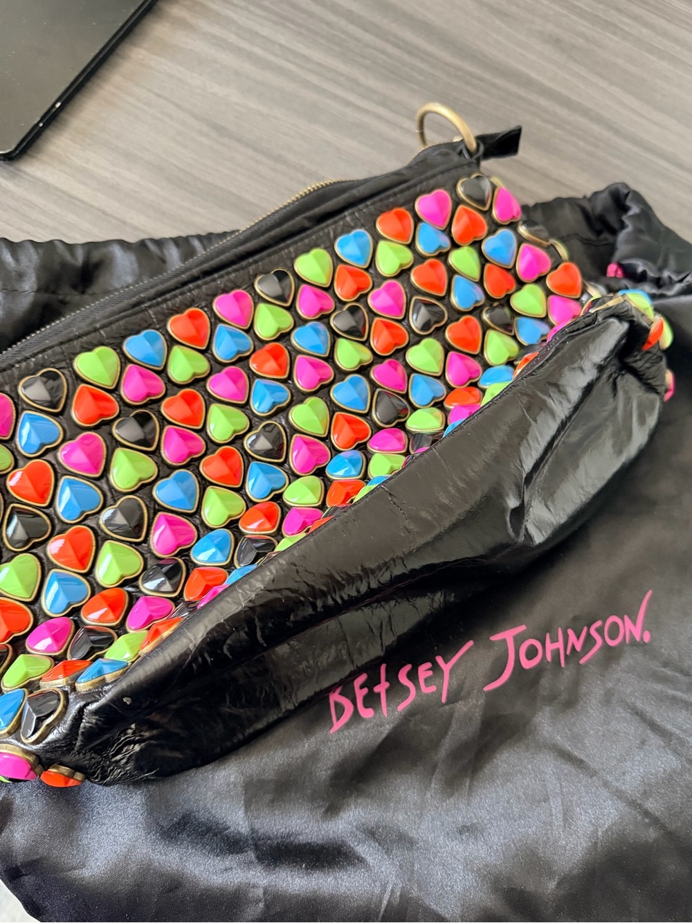 Vintage Betsey Johnson Y2K Multi Color Candy Heart Studded Shoulder Bag NWT - Picture 5 of 14